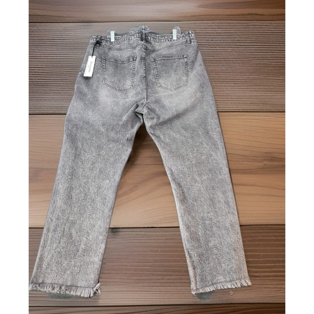 NWT Juicy Couture Venice Straight Leg Jeans Grey Marble Women's Sz 20W Raw Hem - Picture 2 of 12